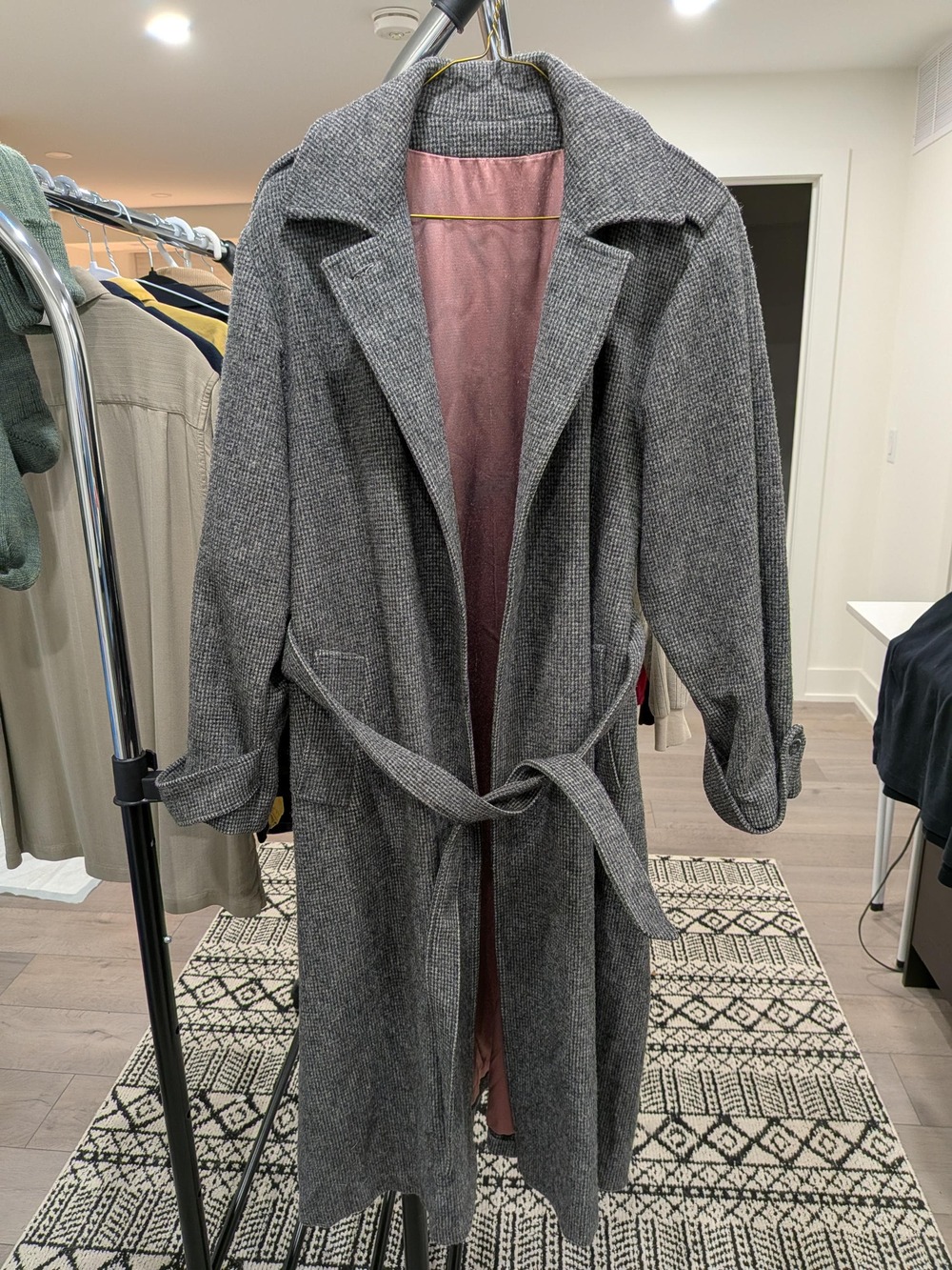 Vintage 1970s Irving Posluns Wool Overcoat | Belted Charcoal Coat, Made in Canad